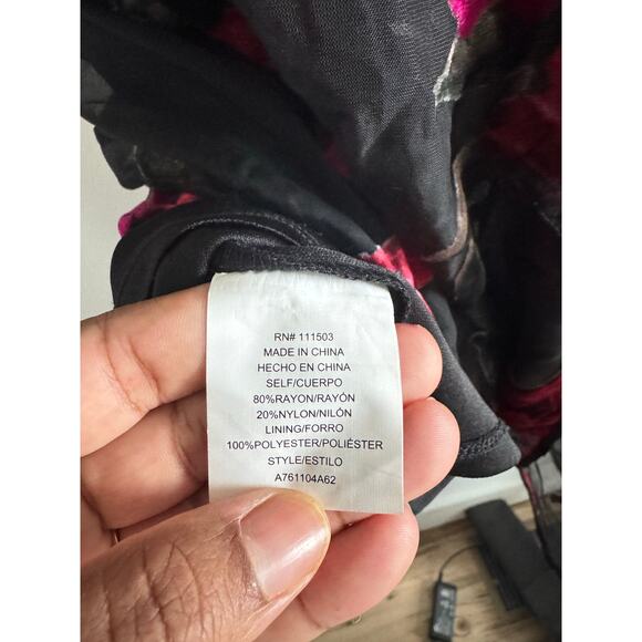 As U Wish Black Red Rose Velvet Burnout Halter Dress M Romantic Party Goth - Picture 6 of 7